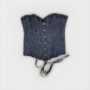 Women Lace Up  size S Boned Bustier Clip Front Corset  Cincher black